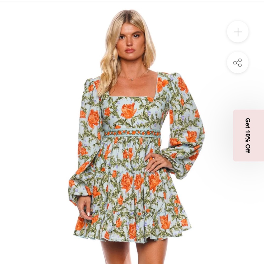 Agua by Agua Bendita Orange Floral Mini Dress on White